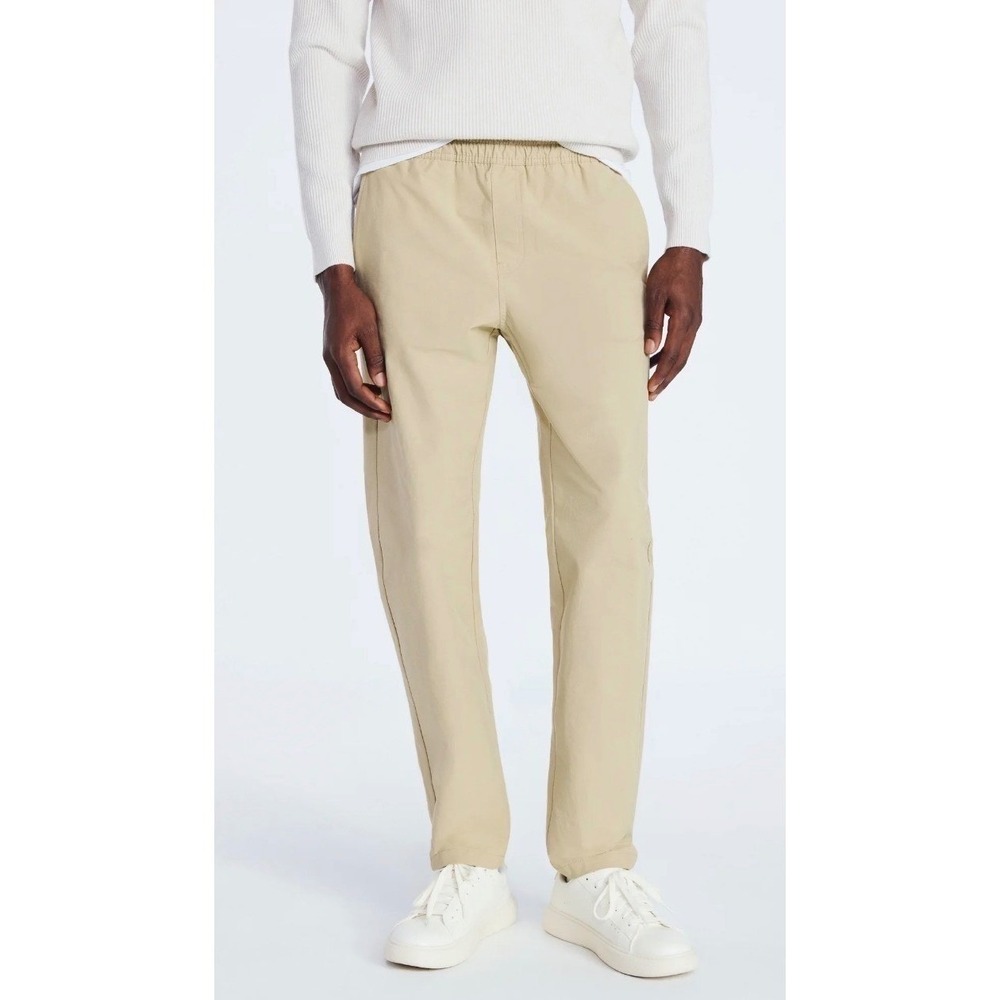Free Assembly Mens Straight Fit Tapered Leg Pull On Commuter Pants Khaki 2XL